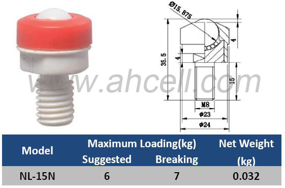 NL-15N bolt sửa chữa đầy đủ POM PA PP ABS Nylon bóng đơn vị chuyển giao bánh NL-15N bolt sửa chữa đầy đủ POM PA PP ABS Nylon bóng đơn vị chuyển giao bánh
